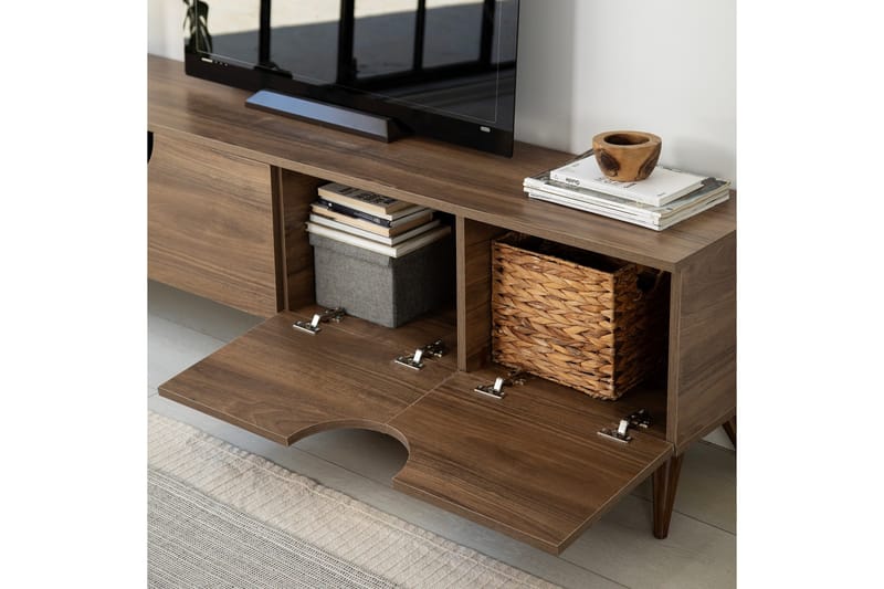 Grotte Tv-bord 180 cm med Opbevaring i Valnød - Brun - Møbler - TV borde & mediemøbler - TV-borde