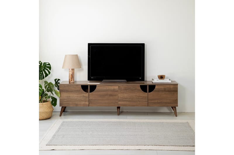 Grotte Tv-bord 180 cm med Opbevaring i Valnød - Brun - Møbler - TV borde & mediemøbler - TV-borde