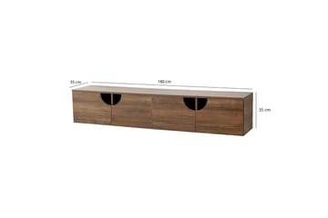Grotte Vægmonteret Tv-bord 180 cm med Opbevaring i Valnød - Brun - Møbler - TV borde & mediemøbler - TV-borde