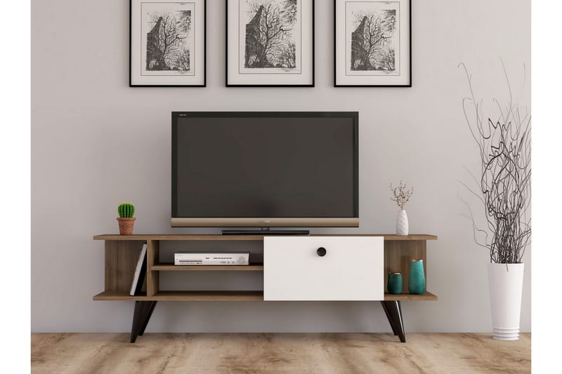 Gurnar TV-Bord 120 cm - Valnød / hvid - TV-borde