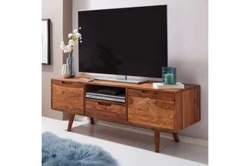 Hades Gulvstående TV Bænk 135 cm med Opbevaring i Lyst Træ - Brun - Møbler - TV borde & mediemøbler - TV-borde