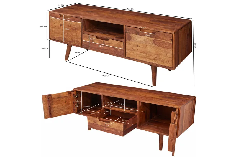 Hades TV-Bord 135 cm - Træ/natur - Møbler - TV borde & mediemøbler - TV-borde