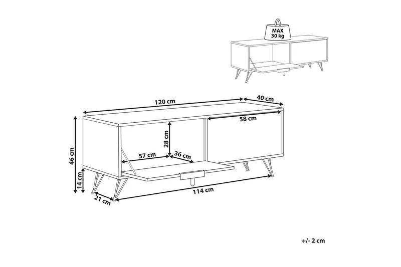TV-bord Halston Lyst træ, sort - Lyst træ, sort - Møbler - TV borde & mediemøbler - TV-borde