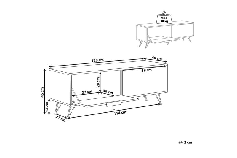 TV-bord Halston Lyst træ, sort - Lyst træ, sort - Møbler - TV borde & mediemøbler - TV-borde