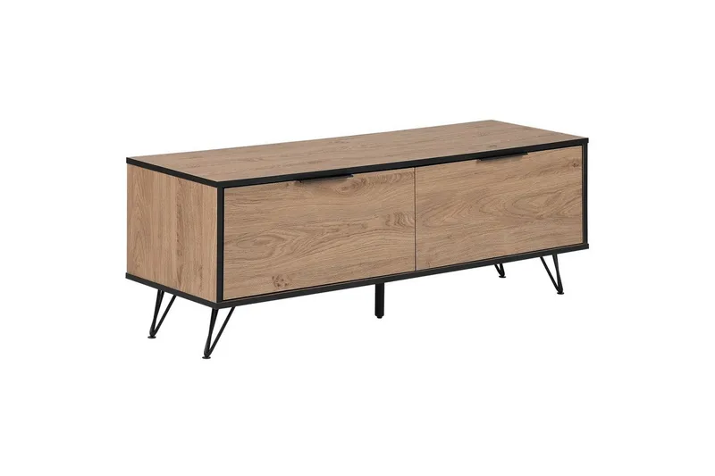 TV-bord Halston Lyst træ, sort, Lyst træ, sort