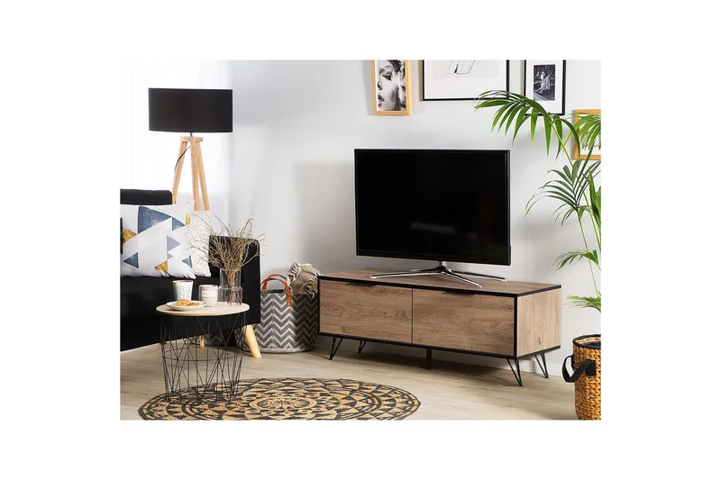 TV-bord Halston Lyst træ, sort - Lyst træ, sort - Møbler - TV borde & mediemøbler - TV-borde