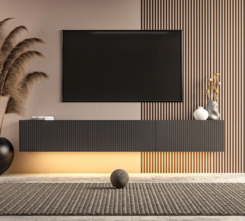 TV-bord Hanah Home Ada (180 x 28,6 x 31,4 cm) Antracit - Antracit - Møbler - TV borde & mediemøbler - TV-borde