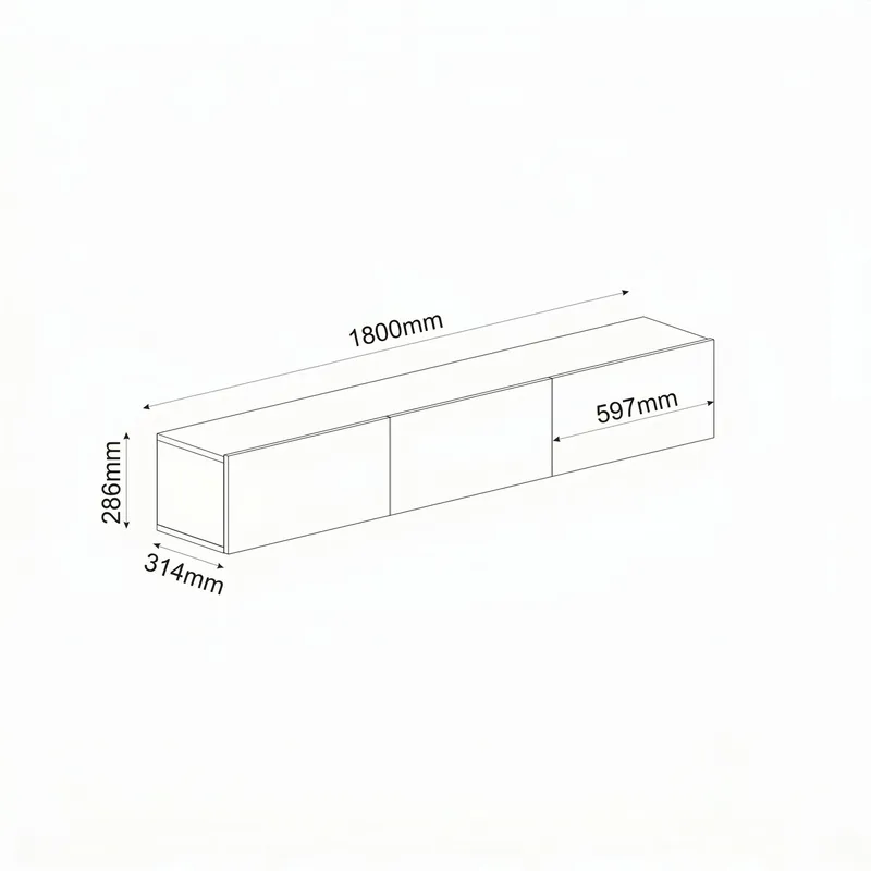 TV-bord Hanah Home Ada (180 x 28,6 x 31,4 cm) Hvid - Hvid - Møbler - TV borde & mediemøbler - TV-borde