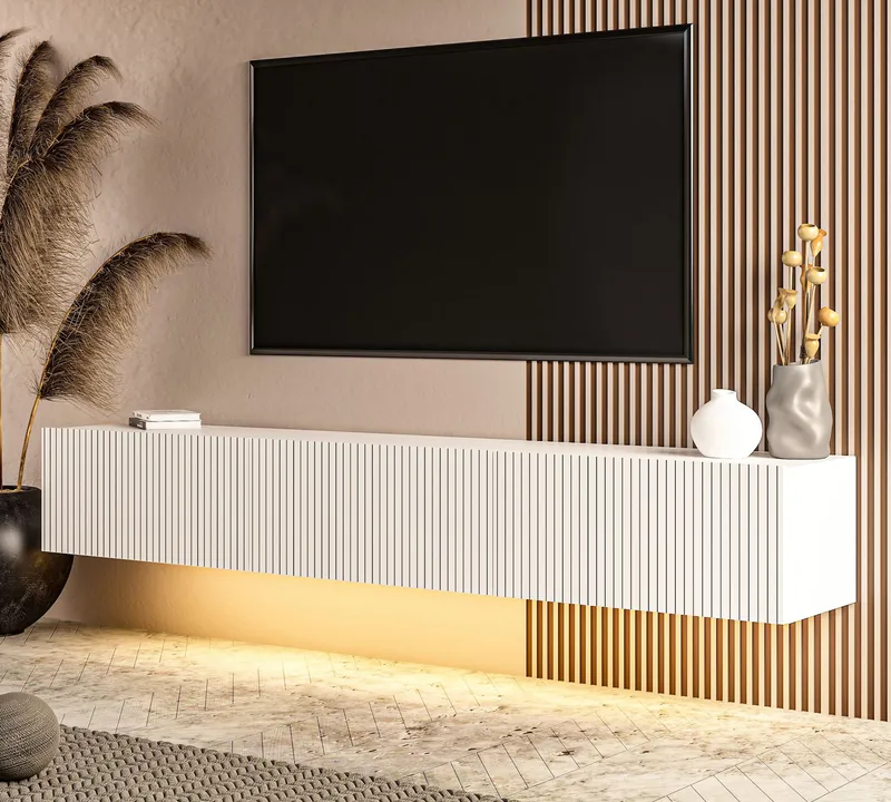 TV-bord Hanah Home Ada (180 x 28,6 x 31,4 cm) Hvid - Hvid - Møbler - TV borde & mediemøbler - TV-borde