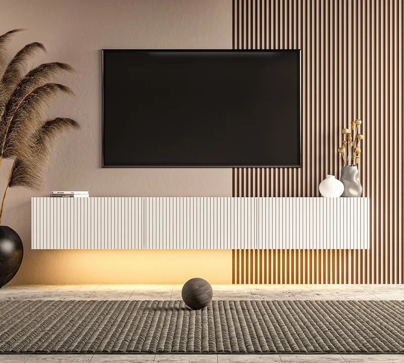 TV-bord Hanah Home Ada (180 x 28,6 x 31,4 cm) Hvid - Hvid - Møbler - TV borde & mediemøbler - TV-borde