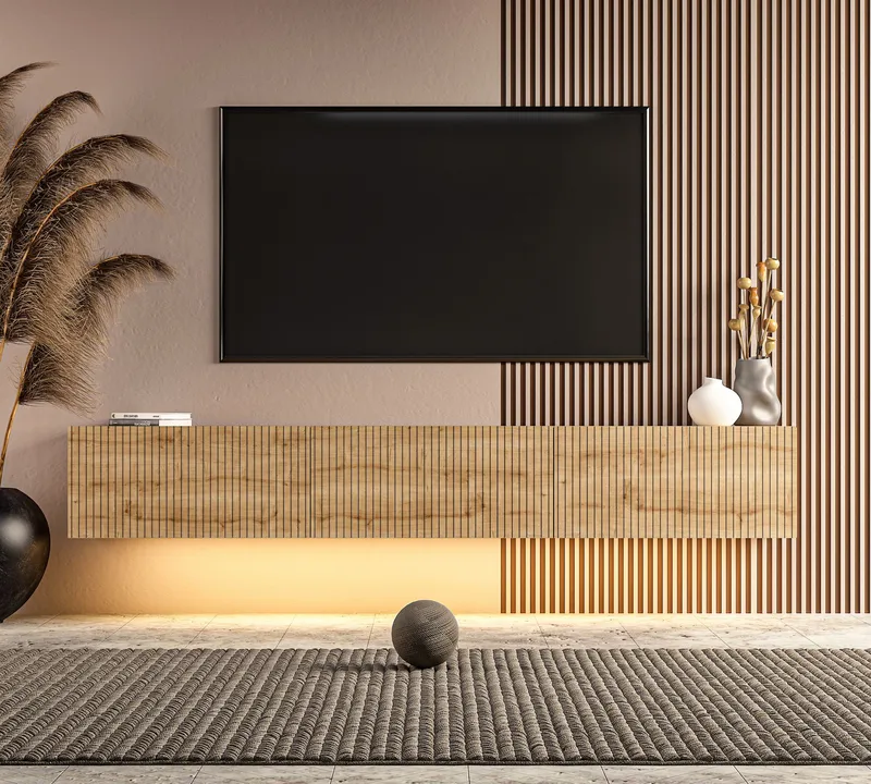 TV-bord Hanah Home Ada (180 x 28,6 x 31,4 cm) Sapphire Oak - Sapphire Oak - Møbler - TV borde & mediemøbler - TV-borde