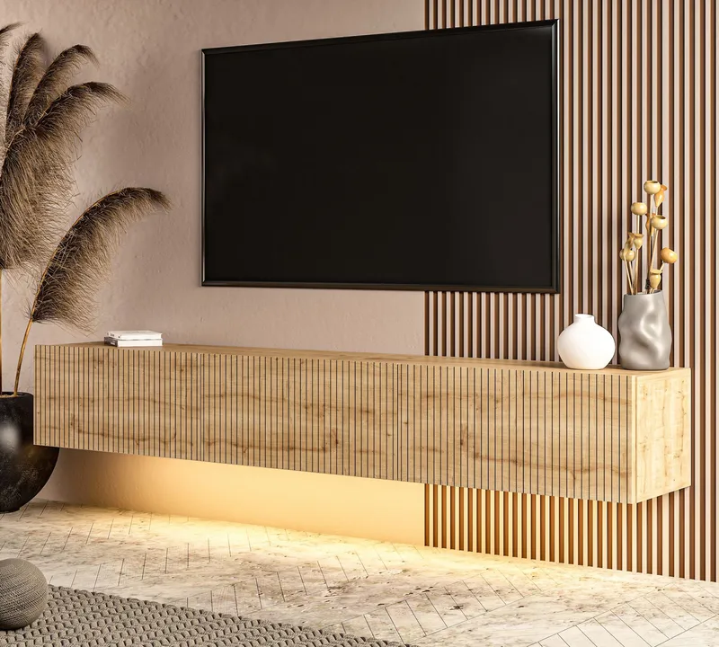 TV-bord Hanah Home Ada (180 x 28,6 x 31,4 cm) Sapphire Oak - Sapphire Oak - Møbler - TV borde & mediemøbler - TV-borde