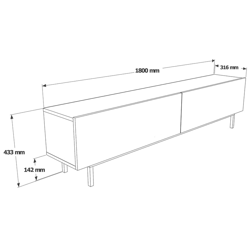 TV-bord Hanah Home Future (180 x 43,3 x 31,6 cm) Eg - Eg - Møbler - TV borde & mediemøbler - TV-borde