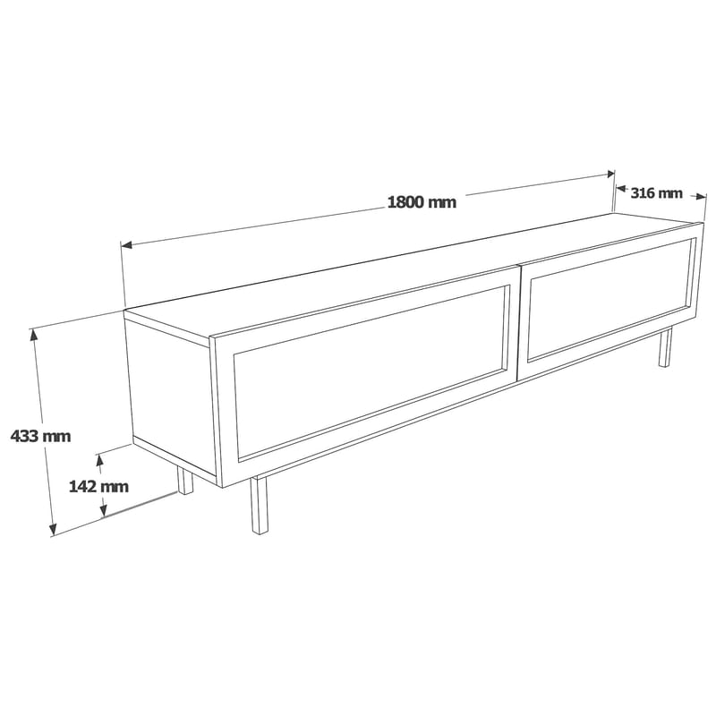 TV-bord Hanah Home Future V2 (180 x 43,3 x 31,6 cm) Eg - Eg - Møbler - TV borde & mediemøbler - TV-borde