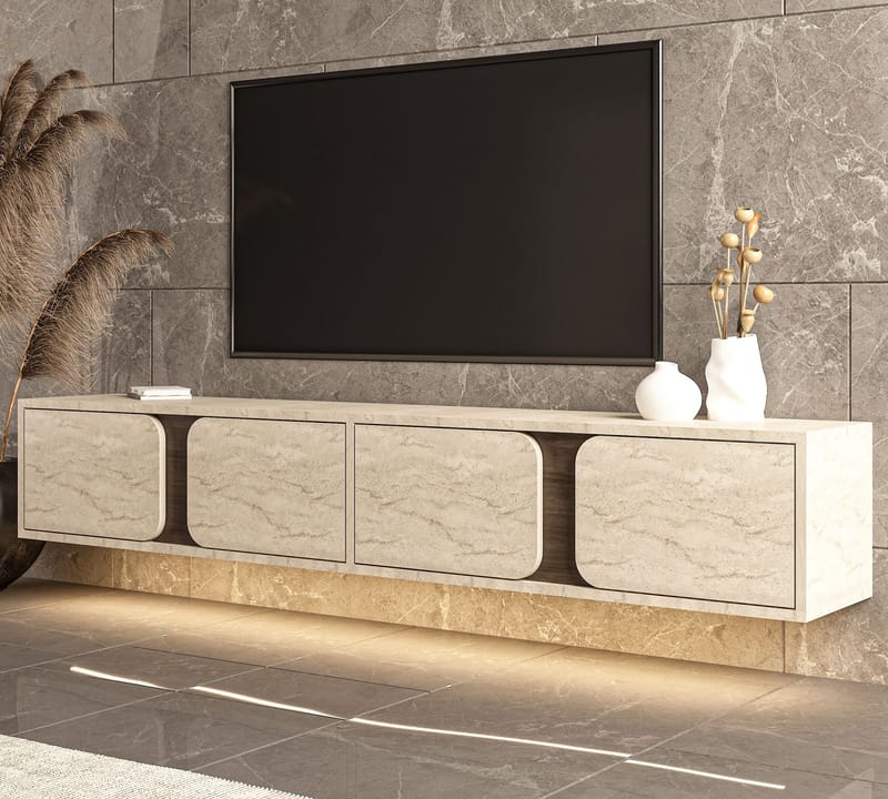 TV-bord Hanah Home Helen (180 x 30 x 30 cm) Travertin valnød - Travertin og valnød - Møbler - TV borde & mediemøbler - TV-borde