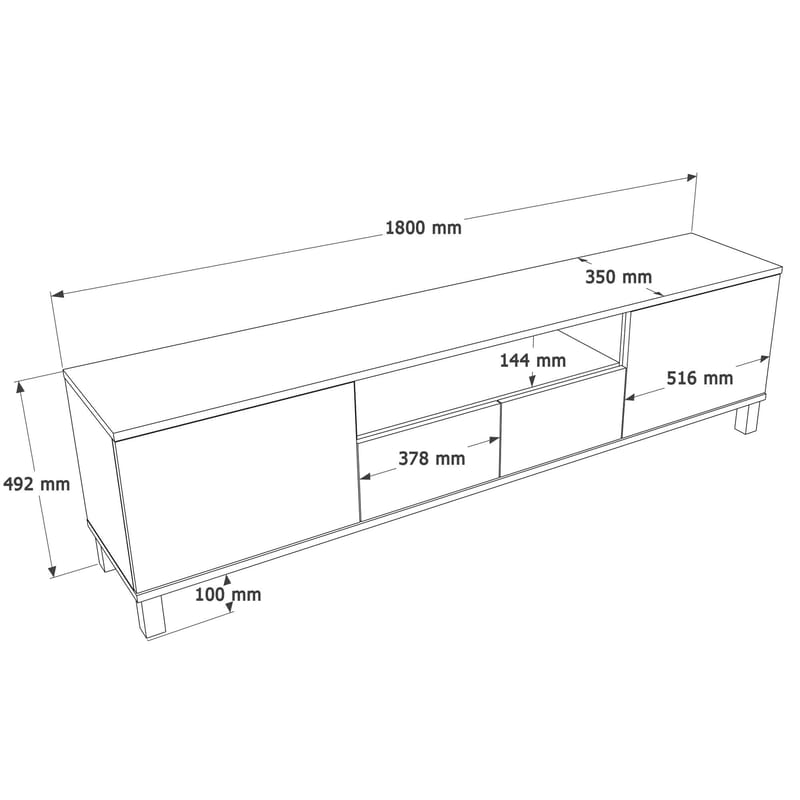 TV-bord Hanah Home Mood (180 x 49,2 x 35 cm) Sand Oak - Sand og eg - Møbler - TV borde & mediemøbler - TV-borde