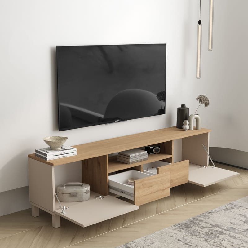 TV-bord Hanah Home Mood (180 x 49,2 x 35 cm) Sand Oak - Sand og eg - Møbler - TV borde & mediemøbler - TV-borde