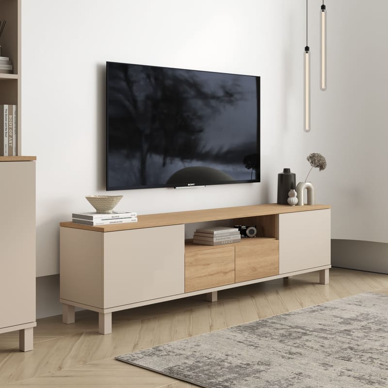 TV-bord Hanah Home Mood (180 x 49,2 x 35 cm) Sand Oak - Sand og eg - Møbler - TV borde & mediemøbler - TV-borde