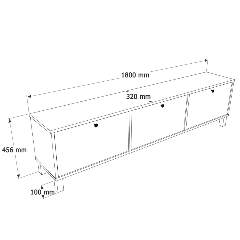 TV-bord Hanah Home Nord (180 x 45,6 x 32 cm) Hvid eg - Hvid og eg - Møbler - TV borde & mediemøbler - TV-borde