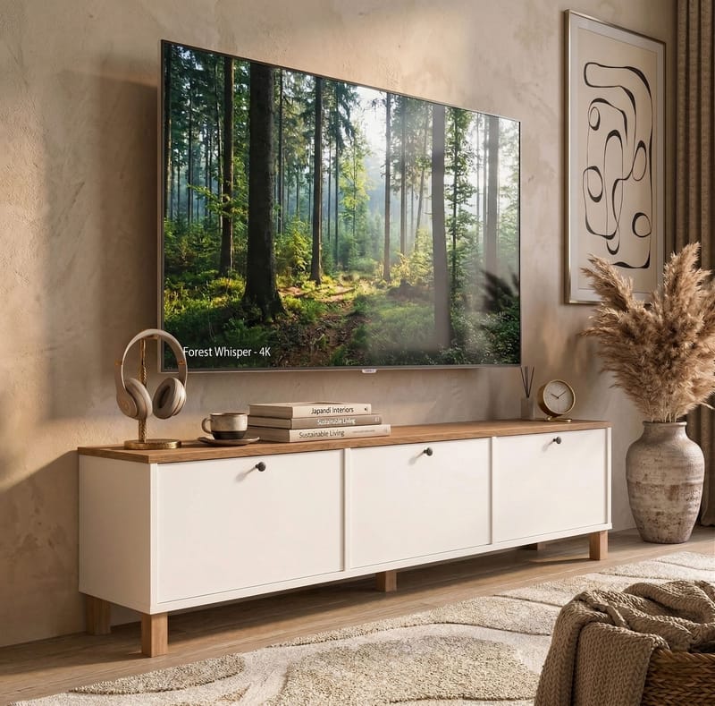 TV-bord Hanah Home Nord (180 x 45,6 x 32 cm) Hvid eg - Hvid og eg - Møbler - TV borde & mediemøbler - TV-borde