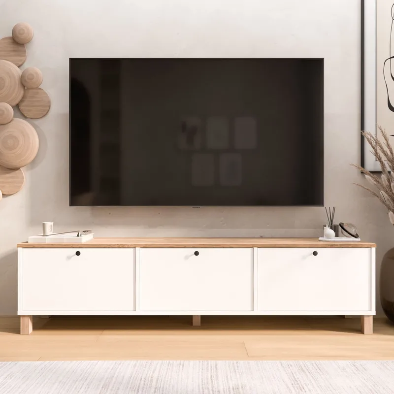 TV-bord Hanah Home Nord (180 x 45,6 x 32 cm) Hvid eg - Hvid og eg - Møbler - TV borde & mediemøbler - TV-borde