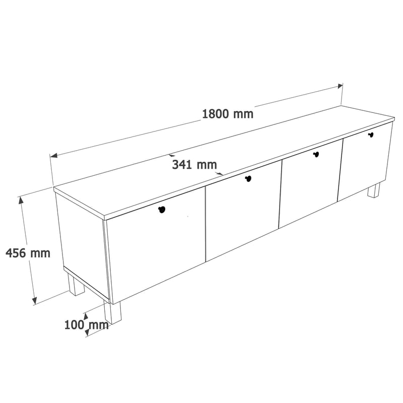 TV-bord Hanah Home Nord (180 x 45,6 x 34,1 cm) Hvid eg - Hvid og eg - Møbler - TV borde & mediemøbler - TV-borde