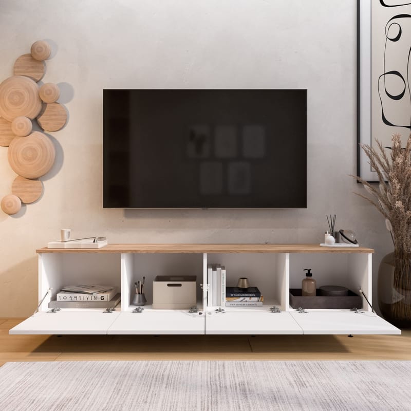 TV-bord Hanah Home Nord (180 x 45,6 x 34,1 cm) Hvid eg - Hvid og eg - Møbler - TV borde & mediemøbler - TV-borde