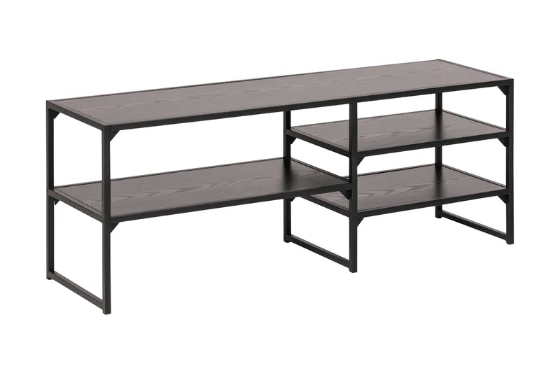 Hasslevik Tv-bord 120 cm 3 Hylder, Sort/Mat Sort