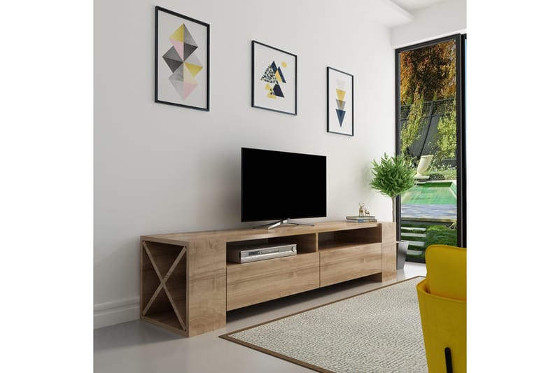 Hejde Fritstående TV-bord 155 cm med Opbevaring i Mørkt Træ - Brun - Møbler - TV borde & mediemøbler - TV-borde