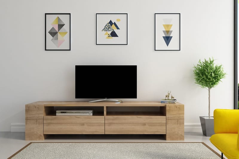 Hejde Fritstående TV-bord 155 cm med Opbevaring i Mørkt Træ - Brun - Møbler - TV borde & mediemøbler - TV-borde