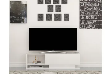 Hejde Gulvstående TV-bænk 120 cm med Opbevaring i Malet Træ - Hvid - Møbler - TV borde & mediemøbler - TV-borde