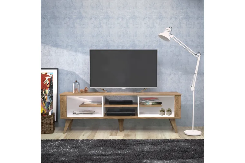 Hejde Gulvstående TV-bænk 160 cm med Opbevaring i Mørkt Træ - Valnøddebrun - Møbler - TV borde & mediemøbler - TV-borde