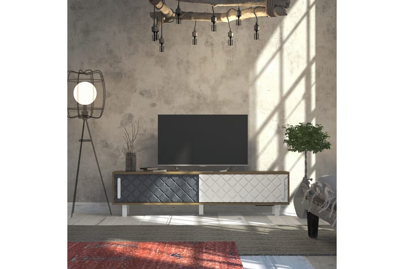 Hejde Gulvstående TV-bord 180 cm med Opbevaring i Mørkt Træ - Lysebrun - Møbler - TV borde & mediemøbler - TV-borde