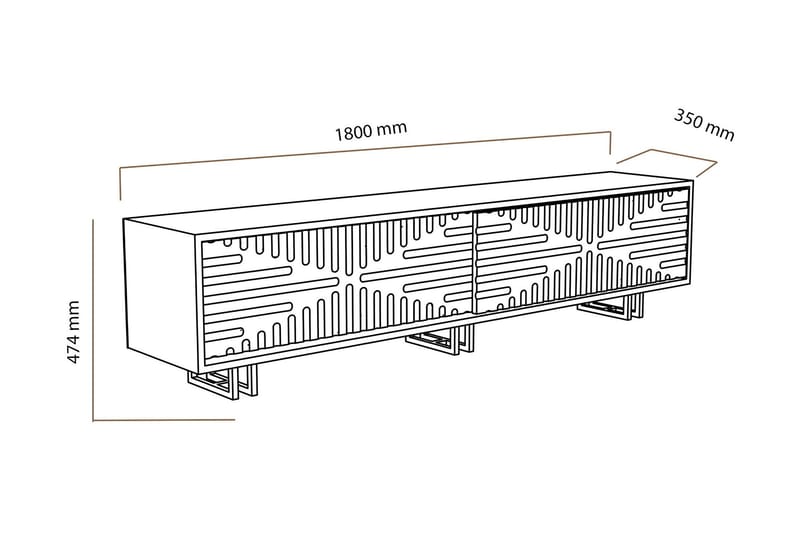 Hejde TV-Bord 180 cm - Brun/hvid - TV-borde