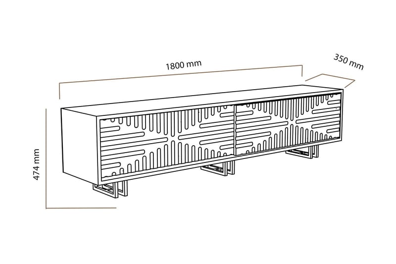 Hejde TV-Bord 180 cm - Brun/hvid - Møbler - TV borde & mediemøbler - TV-borde