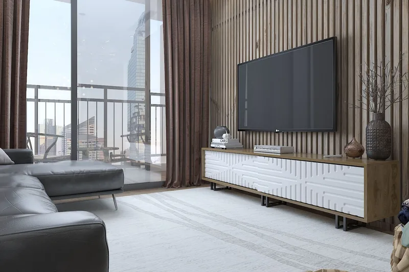 Hejde TV-Bord 180 cm - Brun/hvid - Møbler - TV borde & mediemøbler - TV-borde