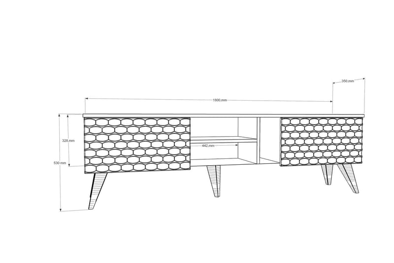 Hejde TV-Bord 180 cm - Hvid/brun - Møbler - TV borde & mediemøbler - TV-borde