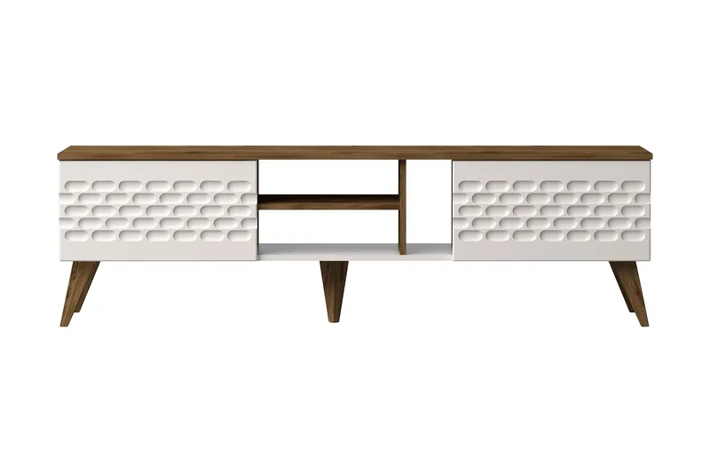 Hejde TV-Bord 180 cm, Hvid/brun