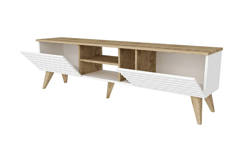 Hejde TV-Bord 180 cm - Hvid/brun - Møbler - TV borde & mediemøbler - TV-borde