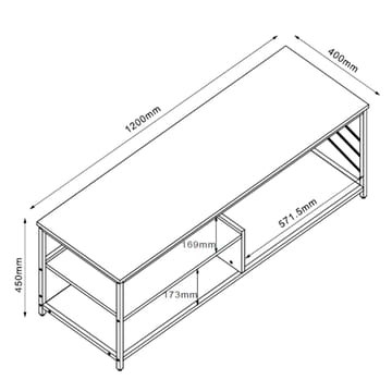 TV-bord HOME4YOU Dimitra 120x40x45 cm rustik/sort - lys rustikt træ/sort - Møbler - TV borde & mediemøbler - TV-borde