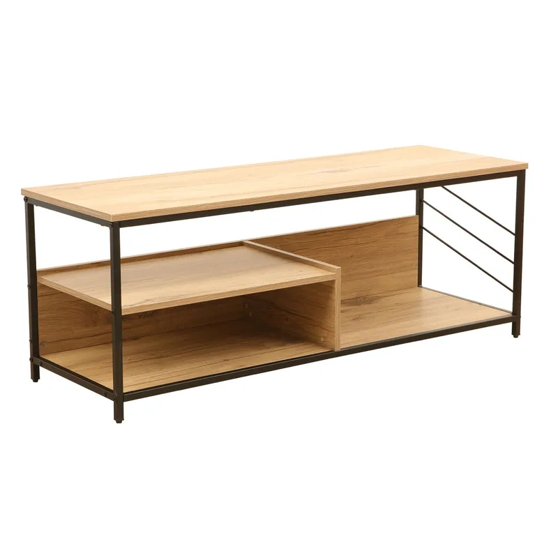 TV-bord HOME4YOU Dimitra 120x40x45 cm rustik/sort, lys rustikt træ/sort