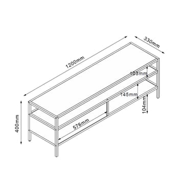 TV-bord HOME4YOU Hedvig 120x33x40 cm Ask/Sort - ask/sort - Møbler - TV borde & mediemøbler - TV-borde