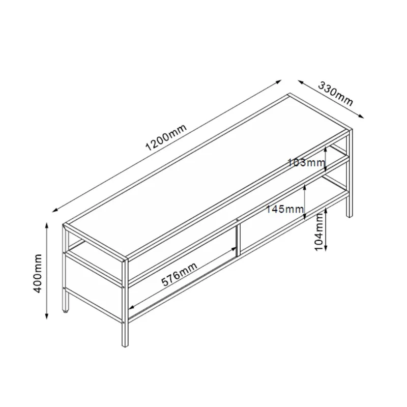TV-bord HOME4YOU Hedvig 120x33x40 cm Ask/Sort - ask/sort - Møbler - TV borde & mediemøbler - TV-borde