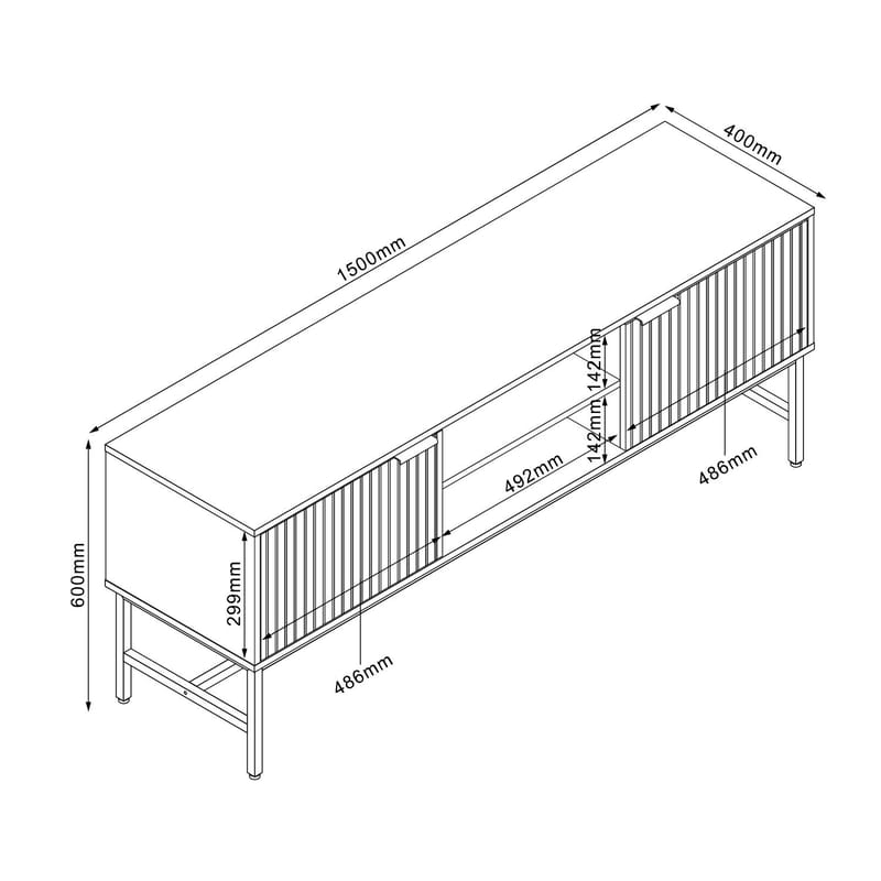 TV-bord HOME4YOU Helve 150x40x60 cm Melamin - sort / lyst træ - Møbler - TV borde & mediemøbler - TV-borde