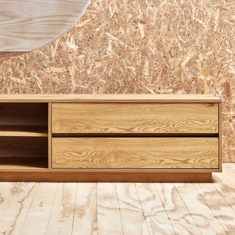 TV-bord HOME4YOU Sacha 180x40x43 cm melamin med egetræsbark - melamin med egebark - Møbler - TV borde & mediemøbler - TV-borde