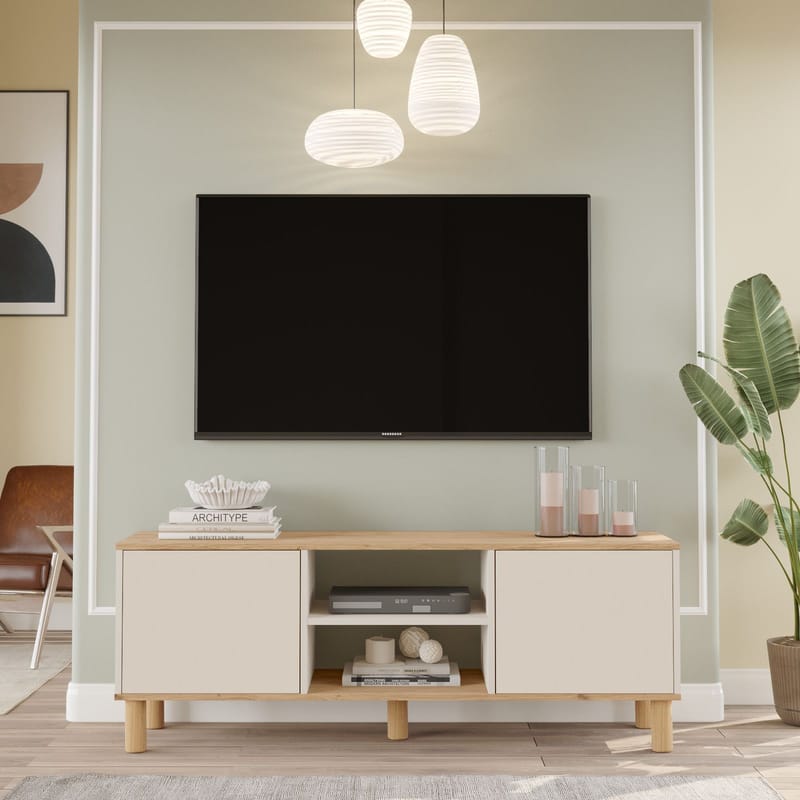 TV-bord Homitis Alston (160 x 59,1 x 40 cm) Eg cashmere - Møbler - TV borde & mediemøbler - TV-borde