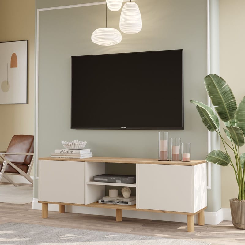 TV-bord Homitis Alston (160 x 59,1 x 40 cm) Eg cashmere - Møbler - TV borde & mediemøbler - TV-borde