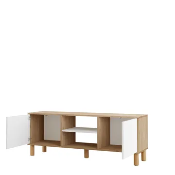 TV-bord Homitis Alston (160 x 59,1 x 40 cm) Eg hvid - Møbler - TV borde & mediemøbler - TV-borde