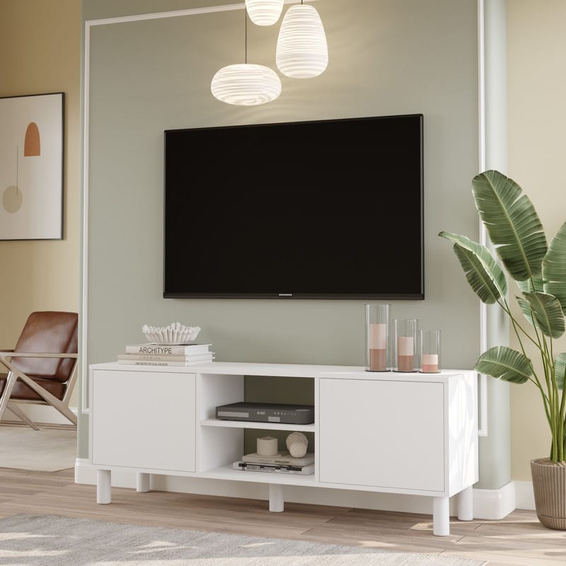 TV-bord Homitis Alston (160 x 59,1 x 40 cm) Hvid - Møbler - TV borde & mediemøbler - TV-borde