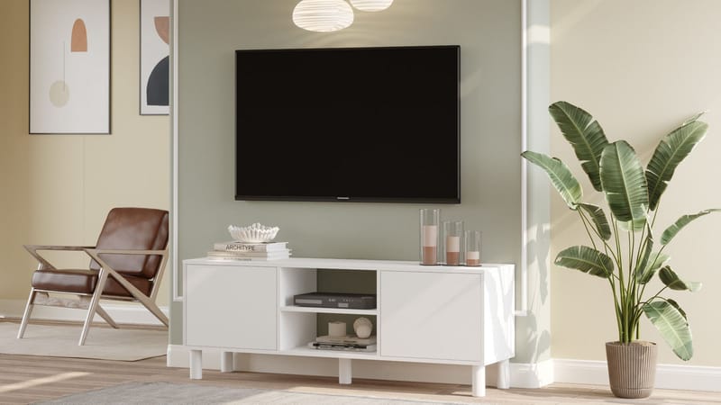 TV-bord Homitis Alston (160 x 59,1 x 40 cm) Hvid - Møbler - TV borde & mediemøbler - TV-borde